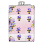 Pansy Floral Viola  Vrouwen Roze Streep De Heupfles (Achterkant)