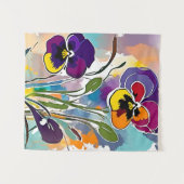 Pansy Flower Abstract Art Floral Kleurrijk Bright Wandkleed (Voorkant (horizontaal))