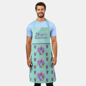 Pansy Flower Aqua Stripe art floral Kitchen Apron Schort (Gedragen)
