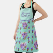 Pansy Flower Aqua Stripe art floral Kitchen Apron Schort (Insitu)
