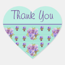 Pansy Flower Aqua Stripe floral Dank u Sticker