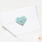 Pansy Flower Aqua Stripe floral Dank u Sticker (Envelop)