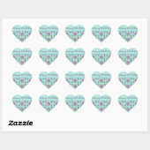 Pansy Flower Aqua Stripe floral Happy Birthday Hart Sticker (Vel)