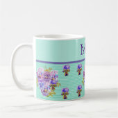 Pansy Flower Aqua Stripe floral Moederdag Co. Koffiemok (Links)