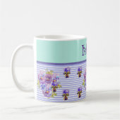 Pansy Flower Aqua Stripe floral Moederdag Koffiemok (Links)