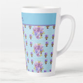 Pansy Flower Aqua Stripe floral Moederdag Latte Mok (Rechts)