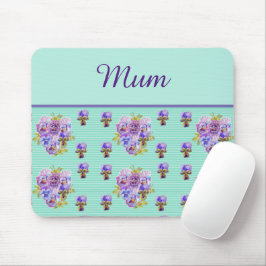 Pansy Flower Aqua Stripe floral Moederdag Muismat