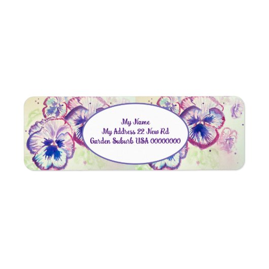 Pansy Flower Art Waterverf Return Address Labels (Voorkant)