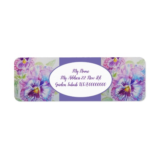 Pansy Flower Art Waterverf Return Address Labels (Voorkant)