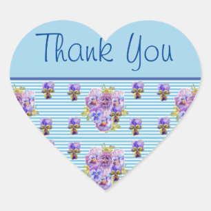 Pansy Flower Blue Stripe floral Dank je Sticker