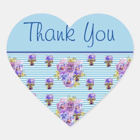 Pansy Flower Blue Stripe floral Dank je Sticker (Voorkant)