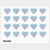 Pansy Flower Blue Stripe floral Happy Birthday Hart Sticker (Vel)