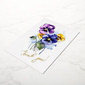 Pansy Flower "Dank je!" bewerkbaar Folie Feestdagenkaart (Gedraaid)