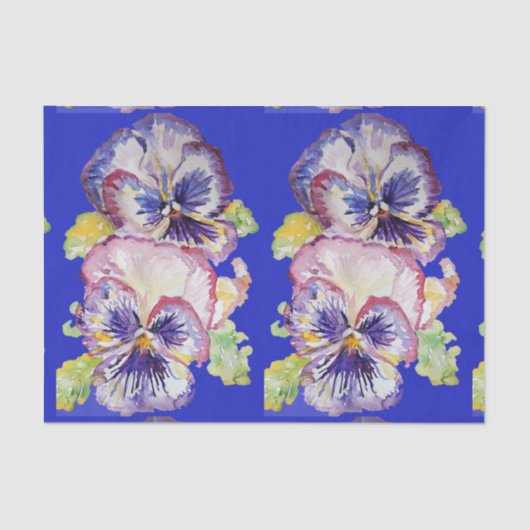 Pansy Flower Floral Blue Pattern Tissuepapier (Voorkant)