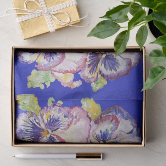  Pansy Flower Floral Blue Pattern Tissuepapier (Geschenk)