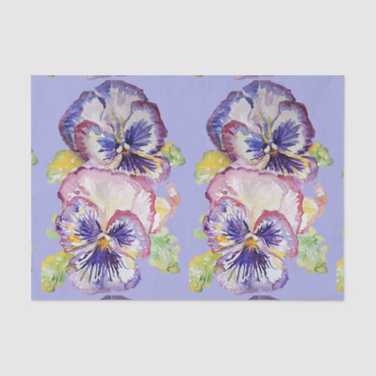  Pansy Flower Floral Lavendel Patroon Tissuepapier (Voorkant)
