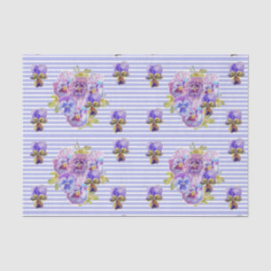 Pansy Flower Floral Lavendel Stripe Pattern Tissuepapier