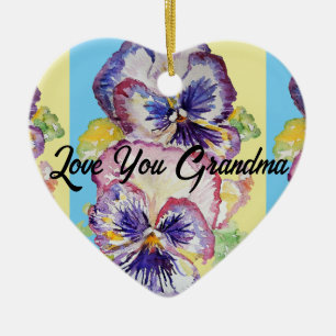 Pansy Flower Floral Love You Grandma Decoration Keramisch Ornament