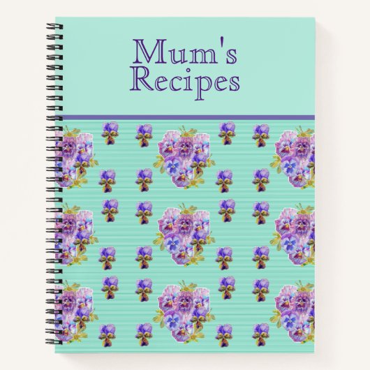 Pansy Flower floral Mum Recipe Journal Notitieboek (Voorkant)