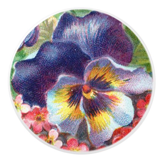 Pansy Flower Knob Pull Keramische Knop (Voorkant)