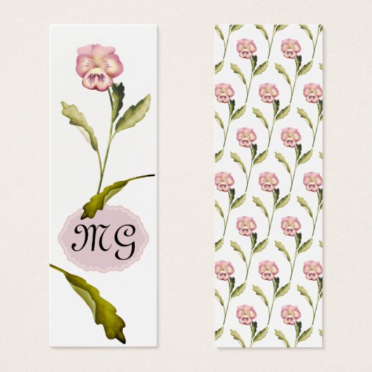 Pansy Flower met Initialen Mini Visitekaartjes (Voorkant /achterkant)