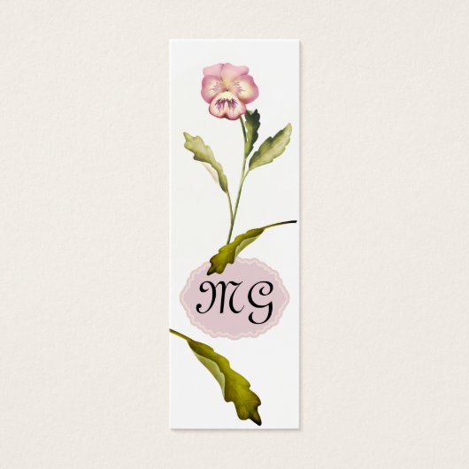 Pansy Flower met Initialen Mini Visitekaartjes (Voorkant)