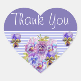 Pansy Flower Paars Stripe floral Bedankt Hart Sticker