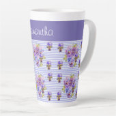 Pansy Flower Paarse Streep bloemig  Latte Mok (Rechterhoek)