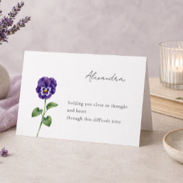 Pansy Flower Personalized Sympathy Card with Name Kaart