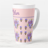 Pansy Flower Pink Dot Shabby Floral Moederdag Latte Mok (Rechterhoek)