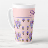 Pansy Flower Pink Dot Shabby Floral Moederdag Latte Mok (Linkerhoek)