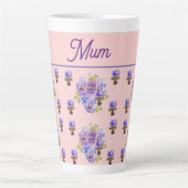 Pansy Flower Pink Dot Shabby Floral Moederdag Latte Mok (Voorkant)