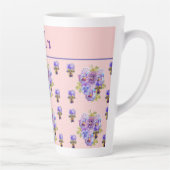 Pansy Flower Pink Dot Shabby Floral Moederdag Latte Mok (Rechts)