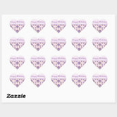 Pansy Flower Pink Stripe floral Happy Birthday Hart Sticker (Vel)