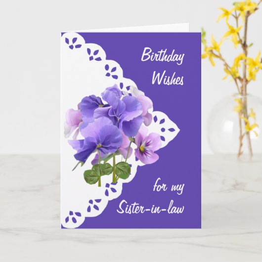  Pansy Flower Sister-in-law Birthday Kaart (Gele Bloem)