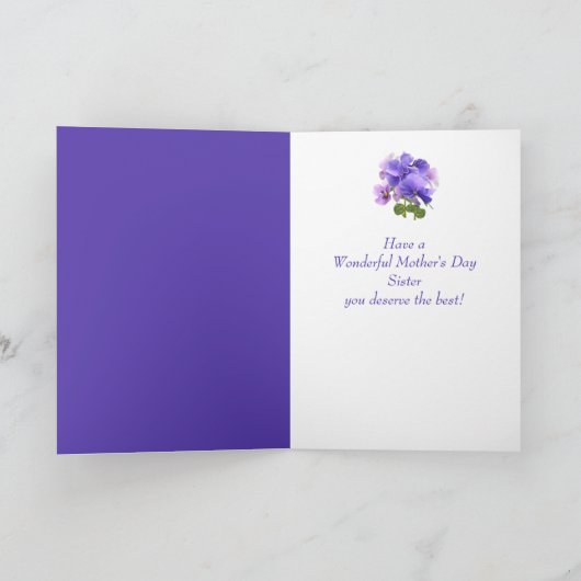 Pansy Flower voor zuster-Moederdag Kaart (Binnen)