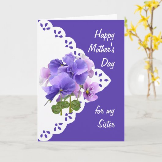  Pansy Flower voor zuster-Moederdag Kaart (Gele Bloem)