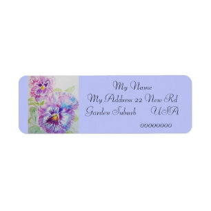 Pansy Flower Waterverf Return Address Labels