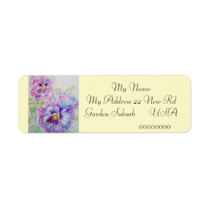 Pansy Flower Waterverf Return Address Labels