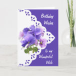 Pansy Flower Wife Birthday Kaart<br><div class="desc">Pansy Flower voor je Wonderful Wilfe Birthday</div>