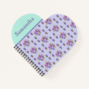 Pansy Flower Yellow Aqua Stripe Paarse Pansies Notitieboek