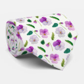 Pansy Flowers and Leaves Floral  Stropdas (Opgerold)