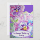 Pansy Flowers Birthday Childs Girls Paarse floral Kaart (Voorkant)