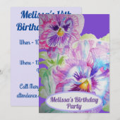 Pansy Flowers Birthday Childs Girls Paarse floral Kaart (Voorkant / Achterkant)