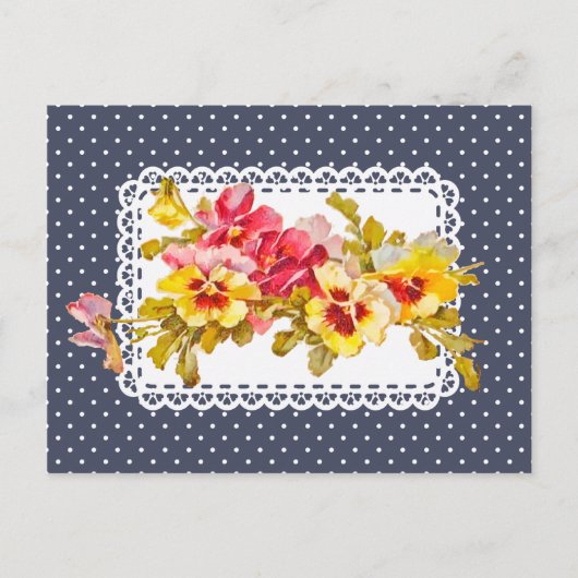 Pansy Flowers en Delicate Doily Briefkaart (Voorkant)