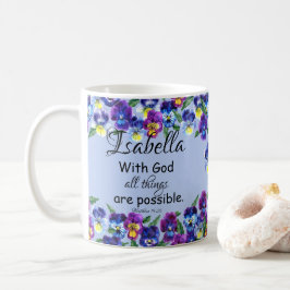 Pansy Flowers Floral Christelijke Schrift Naam Koffiemok