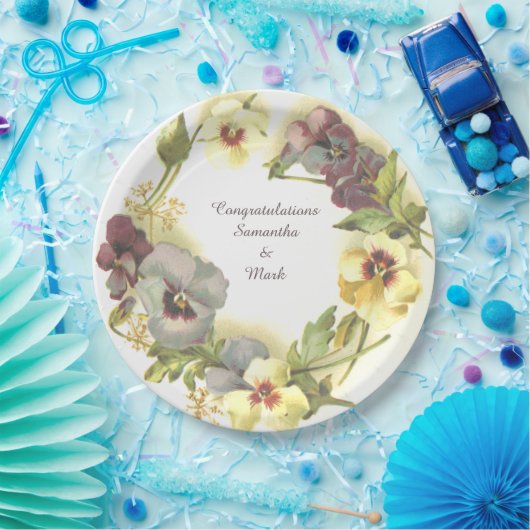 Pansy Flowers gepersonaliseerd Papieren Bordje (Feest)