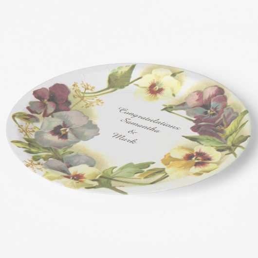 Pansy Flowers gepersonaliseerd Papieren Bordje (Gekanteld)
