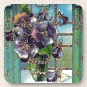 Pansy Flowers in Vase Bier Onderzetter