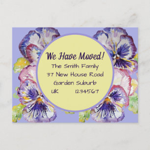 Pansy Flowers New Address Briefkaart, we verplaats Briefkaart